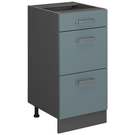 Meuble cuisine R-Line, Bleu-gris, 40 cm avec tiroirs, sans plan de travail, Vicco