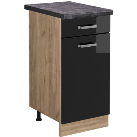 Meuble cuisine R-Line, Noir Haute brillance, 40 cm , PT Anthracite, Vicco