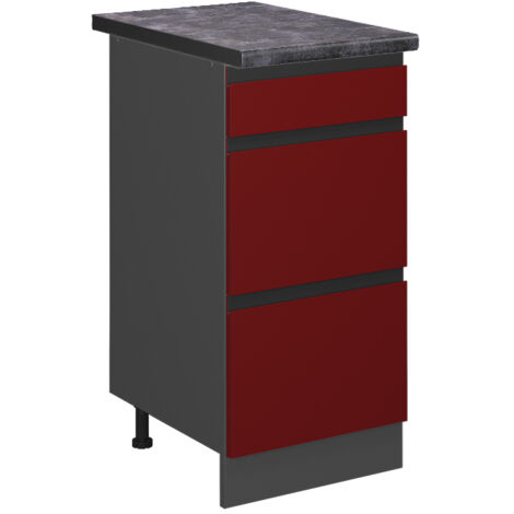 Meuble cuisine R-Line, Rouge, 40 cm avec tiroirs, PT Anthracite, Vicco (1/5)
