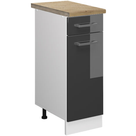 Meuble cuisine R-Line, Anthracite Haute brillance, 30 cm, PT Chêne, Vicco