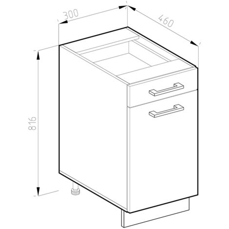 Meuble cuisine R-Line, Anthracite Haute brillance, 30 cm, PT Chêne, Vicco