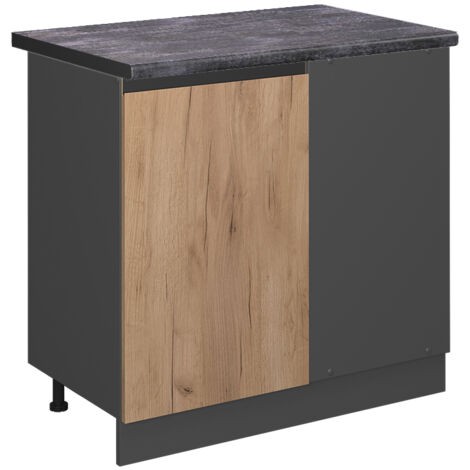 Meuble d'angle R-Line, Chêne de force doré, 86 cm , PT Anthracite, Vicco