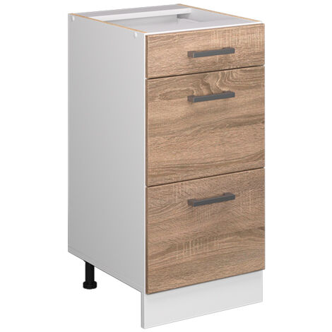 Meuble cuisine R-Line, Sonoma, 40 cm avec tiroirs, sans plan de travail, Vicco
