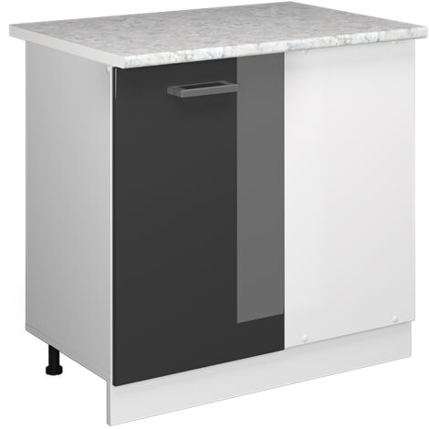 Meuble d'angle R-Line, Anthracite Haute brillance, 86 cm , PT Marbre, Vicco