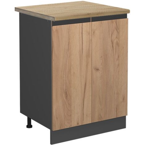 Meuble bas de cuisine R-Line, Chêne de force doré, 60 cm , PT Chêne, Vicco