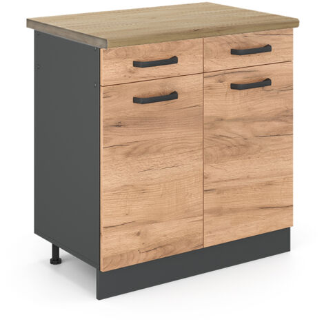 Meuble cuisine R-Line, Chêne de force doré, 80 cm , PT Chêne, Vicco
