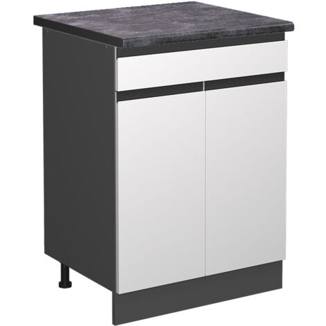 Meuble bas de cuisine R-Line, Blanc, 60 cm , AP Anthracite, Vicco (1/5)