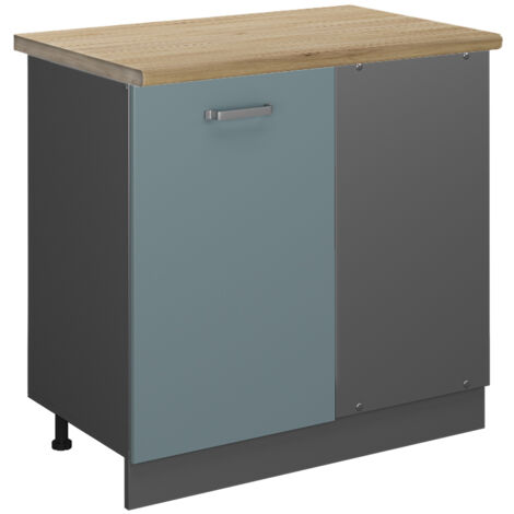 Meuble d'angle R-Line, Bleu-gris, 86 cm , PT Chêne, Vicco