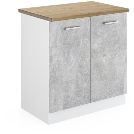 Meuble bas sous-évier R-Line, Béton, 80 cm , PT Chêne, Vicco