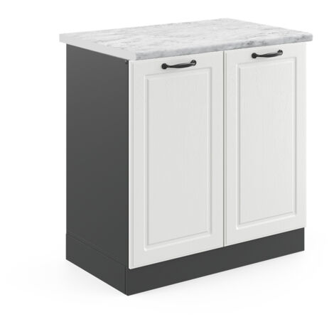 Meuble bas sous-évier R-Line, Blanc campagne, 80 cm , PT Marbre, Vicco (1/5)