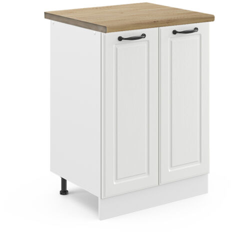 Meuble bas de cuisine R-Line, Blanc campagne, 60 cm , PT Chêne, Vicco
