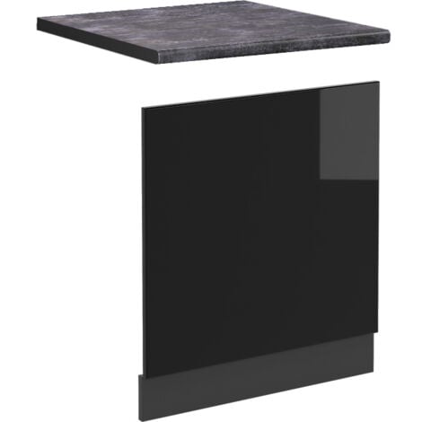 Façade R-Line, Noir Haute brillance, 60 cm, PT Anthracite, Vicco