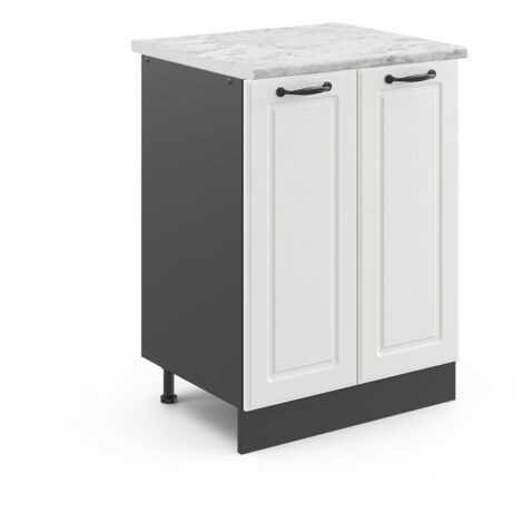 Meuble bas de cuisine R-Line, Blanc campagne, 60 cm , PT Marbre, Vicco