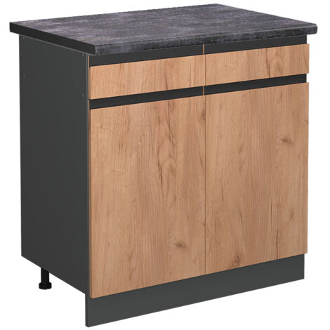 Meuble cuisine R-Line, Chêne de force doré, 80 cm , PT Anthracite, Vicco