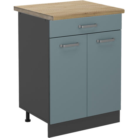Meuble cuisine R-Line, Bleu-gris, 60cm , PT Chêne, Vicco
