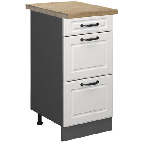 Meuble cuisine R-Line, Blanc campagne, 40 cm avec tiroirs, PT Chêne, Vicco (1/5)