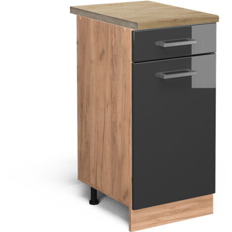 Meuble cuisine R-Line, Anthracite Haute brillance, 40 cm , PT Chêne, Vicco
