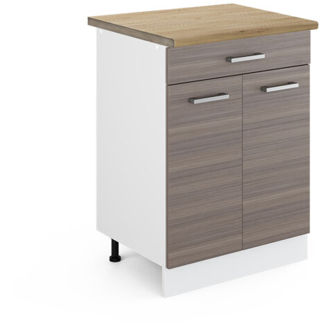 Meuble cuisine R-Line, Gris, 60 cm avec tiroir, PT Chêne, Vicco (1/5)