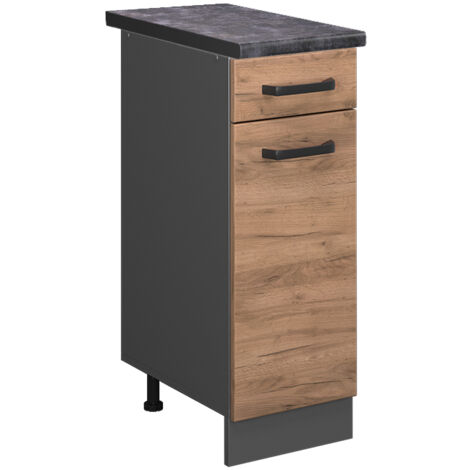 Meuble cuisine R-Line, Chêne de force doré, 30 cm , PT Anthracite, Vicco