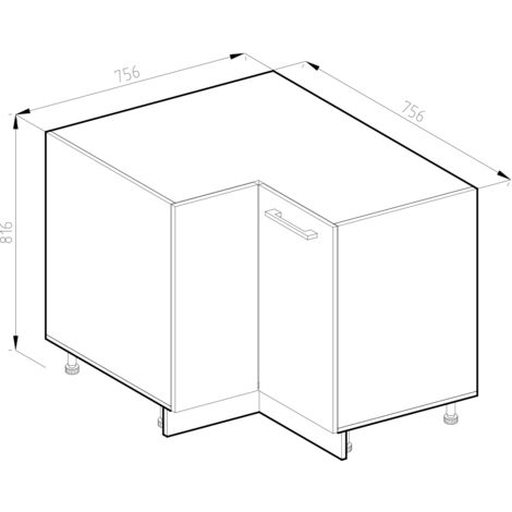 Meuble d'angle R-Line, Blanc Haute brillance, 75.6 cm, PT Chêne, Vicco