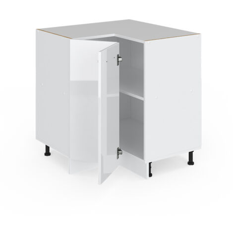 Meuble d'angle R-Line, Blanc Haute brillance, 75.6 cm, PT Chêne, Vicco