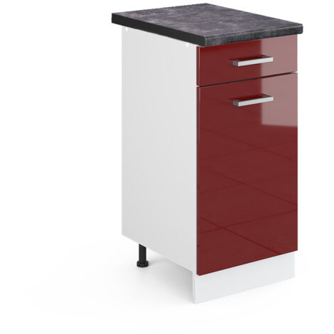 Meuble cuisine R-Line, Rouge brillant, 40cm , PT Anthracite, Vicco