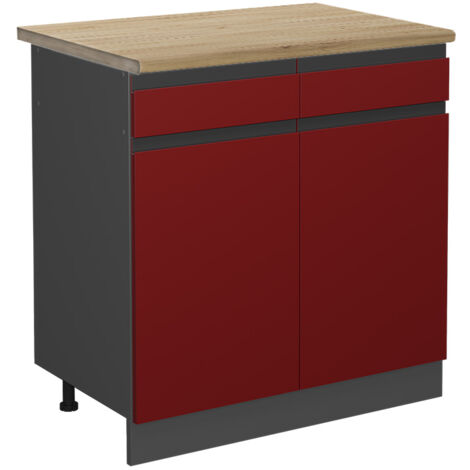 Meuble cuisine R-Line, Rouge, 80 cm , PT Chêne, Vicco