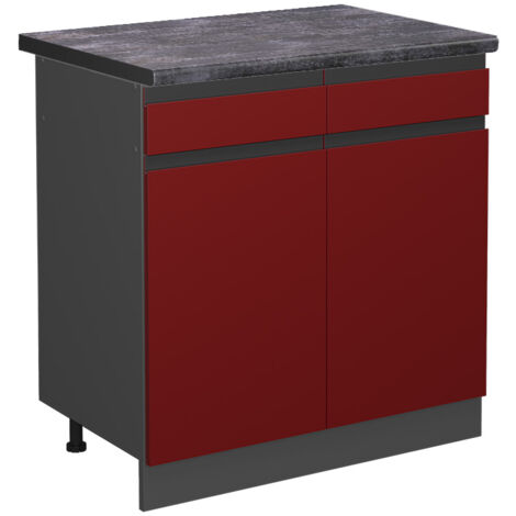 Meuble cuisine R-Line, Rouge, 80 cm , PT Anthracite, Vicco