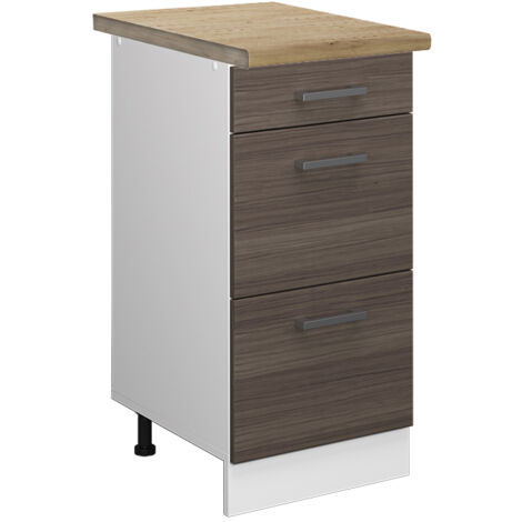 Meuble cuisine R-Line, Gris, 40 cm avec tiroirs, PT Chêne, Vicco (1/5)