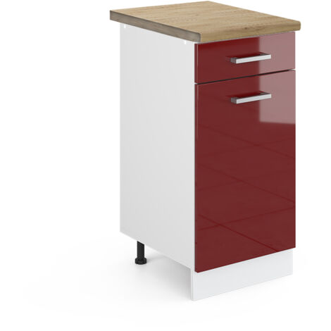 Meuble cuisine R-Line, Rouge brillant, 40cm , PT Chêne, Vicco