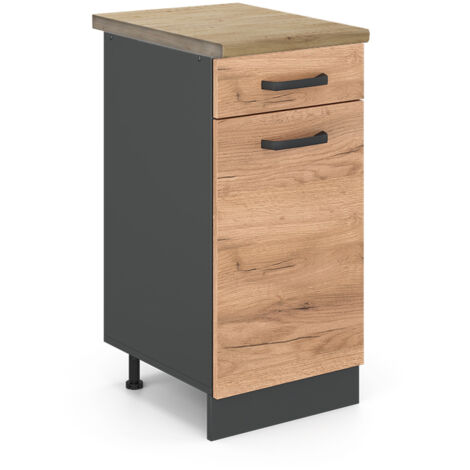 Meuble cuisine R-Line, Chêne de force doré, 40 cm , PT Chêne, Vicco