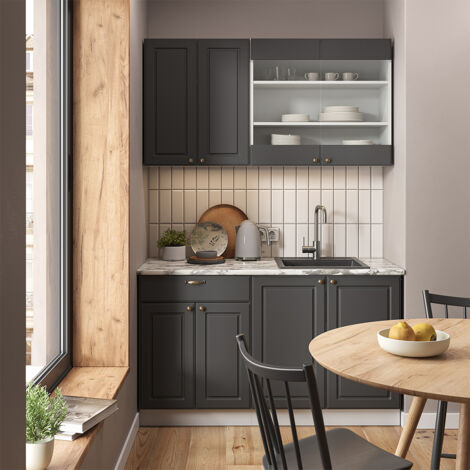Cuisine Fame-Line, Anthracite-or/blanc, 140 cm , PT Anthracite, Vicco