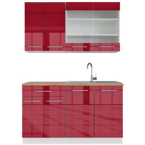 Cuisine Fame-Line, Bordeaux haute brillance/blanc, 140 cm , PT Chêne, Vicco