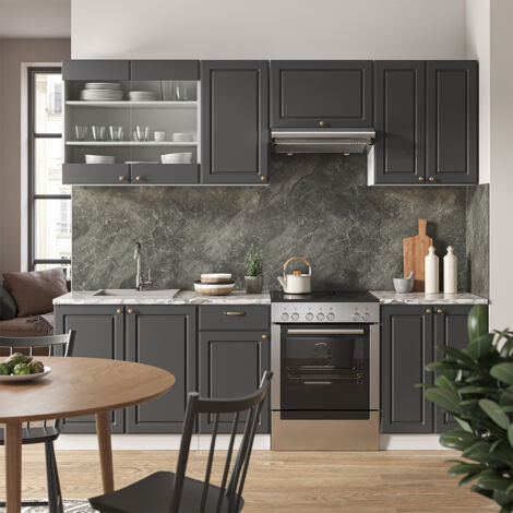 Vicco Cuisine Fame-Line, Chêne Lambris/anthracite, 240cm Sans Plan De Travail 93646310