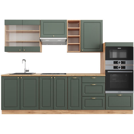 Cuisine Fame-Line, Chêne vert et or/chêne doré, 280 cm , PT Chêne, Vicco