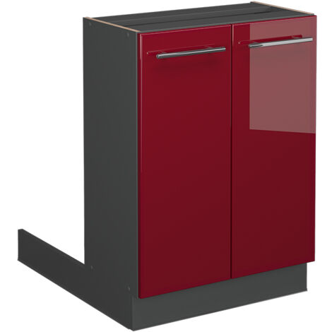 Îlot de cuisine Fame-Line, Rouge bordeaux Haute brillance, 60 cm sans plan de travail, Vicco