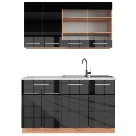 Cuisine Fame-Line, Anthracite brillant/Chêne doré, 140 cm , PT Marbre, Vicco (1/5)