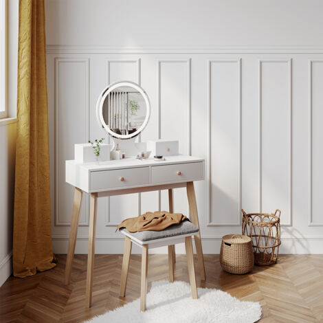 Vicco Coiffeuse Grace, Vert, 100cm avec éclairage LED et tabouret