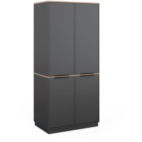 Armoire Betti, Anthracite, 82 x 179 cm avec 4 portes, Vicco