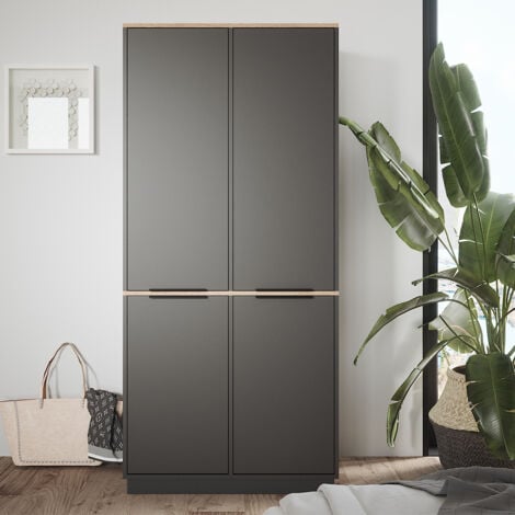 Armoire Betti, Anthracite, 82 x 179 cm avec 4 portes, Vicco