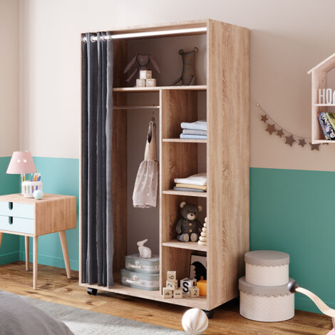 Armoire Doros, Sonoma, 100 x 168 cm ouvert, avec roulettes, Vicco