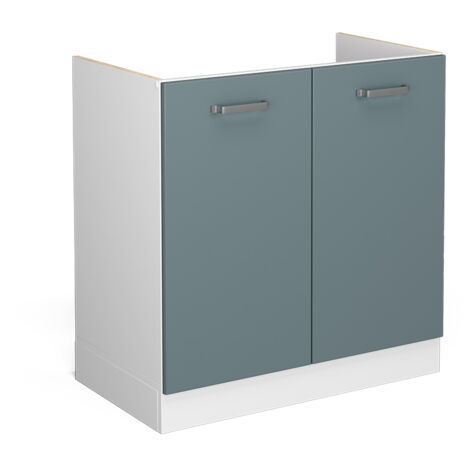 Meuble bas pour l'évier R-Line, Bleu-gris, 80cm avec portes, sans PT, Vicco