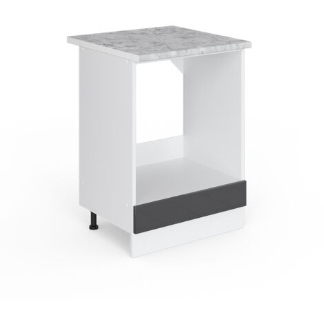 Meuble bas universel R-Line, Anthracite Haute brillance, 60 cm avec grande niche, avec plan de travail, Vicco (1/4)