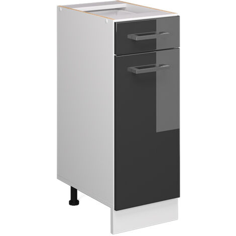 Meuble bas universel R-Line, Anthracite Haute brillance, 30 cm avec tiroir, sans plan de travail, Vicco