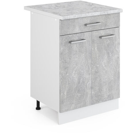 Meuble bas universel R-Line, Béton, 60 cm avec tiroirs, Vicco (1/5)