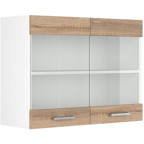 Armoire suspendue universelle R-Line, Sonoma, 80 cm avec portes vitrées, Vicco