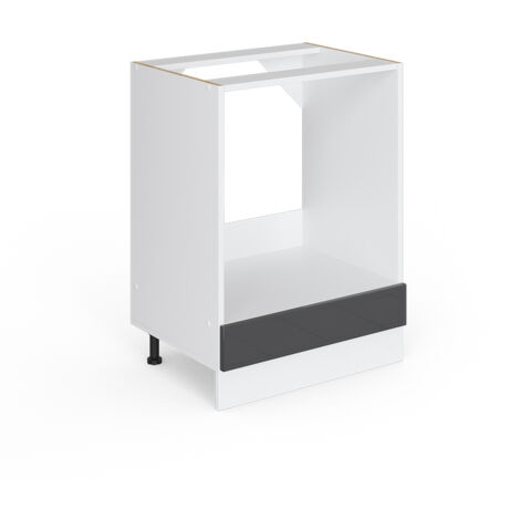Meuble bas universel R-Line, Anthracite Haute brillance, 60 cm avec grande niche, sans plan de travail, Vicco