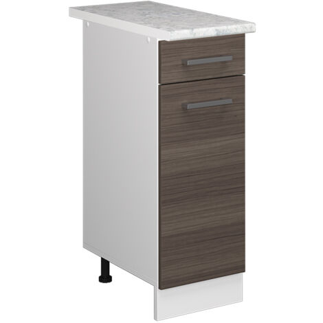 Meuble bas universel R-Line, Gris, 30 cm avec tiroir, avec plan de travail, Vicco