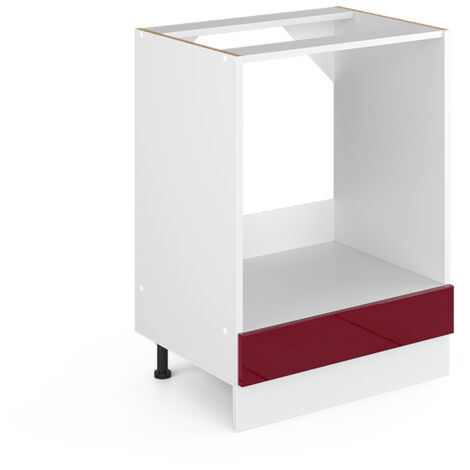 Meuble bas universel R-Line, Rouge bordeaux Haute brillance, 60 cm avec grande niche, sans plan de travail, Vicco