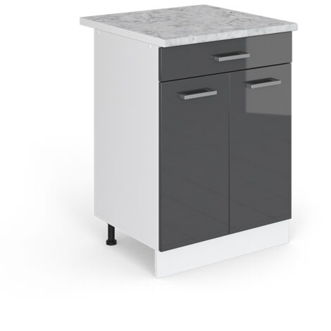 Meuble bas universel R-Line, Anthracite Haute brillance, 60 cm avec tiroirs, Vicco (1/5)